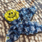 Smiley Denim Checkered Oversized Scrunchie