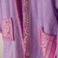 Lavender lilac bathrobe front with pink bandana trim and pockets