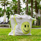bandana smiley beach bag with neon details and terry cloth design