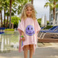 bandana smiley poncho baby pink standing view