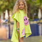 bandana smiley poncho curious lime kids hooded poncho side view near pool