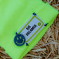 Close-up of the Big Dreamer beanie label and smiley patch