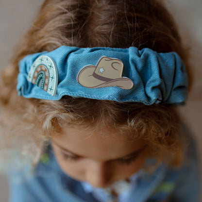 Child wearing the Denim Wavy Headband Wilder Than The West