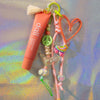 Graffiti heart key charm with peep roller charm pastel beads heart and tassel