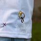 Side tag and star charm detail on cotton white graffiti smiley long sleeve T-shirt