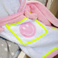 pink smiley face patch on kids dreaming of peace and love bathrobe
