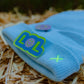 Side angle product image of sky blue LOL kids beanie