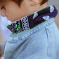 Close-up of bandana collar detail on Pocket Full of Dreams kids denim shirt