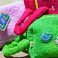 Deep Sea, Hot Pink and Curious Lime towel puffy cosmetic bags colour detail