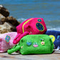 Baby Pink, Hot Pink, Curious Lime and Deep Sea towel puffy cosmetic bags collection